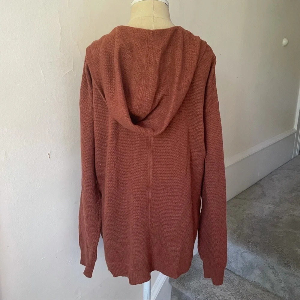 Cullen 100% Cashmere Brown Lace Up Hooded Sweater Size Medium